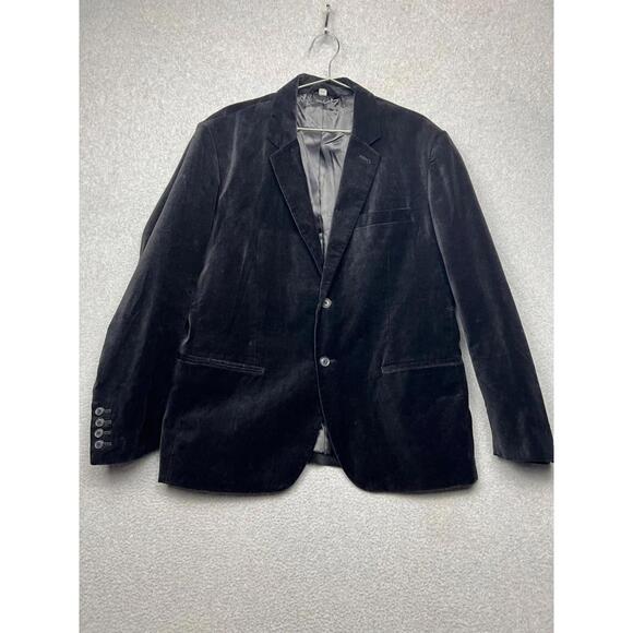 Goodfellow Velvet Blazer Jacket Mens Size XL Black Classic Holiday Winter Simple